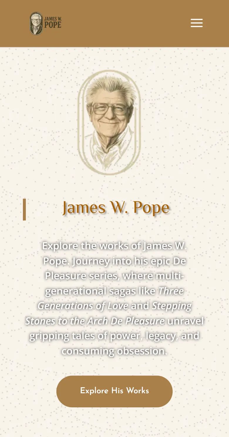 Phone view of jamespopebooks.com